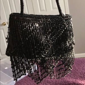 Black beaded evening bag
